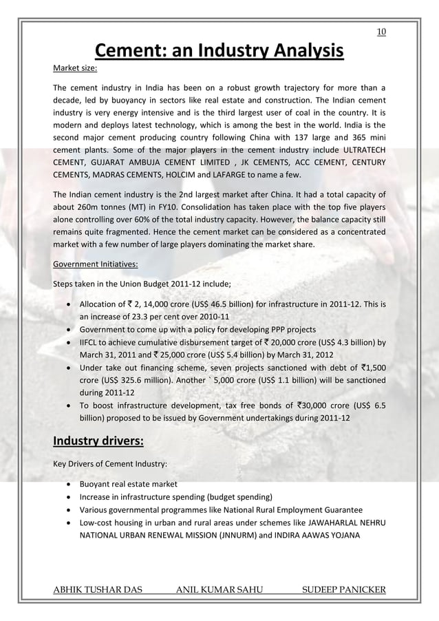 Cement Industry Analysis | PDF