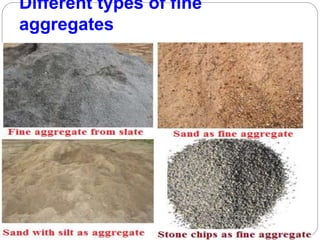 Different types of fine
aggregates
 