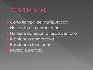 CEMENTOS DE POLIMEROLA S RESINAS ACRILICASLAS RESINAS CAMPUESTAS  