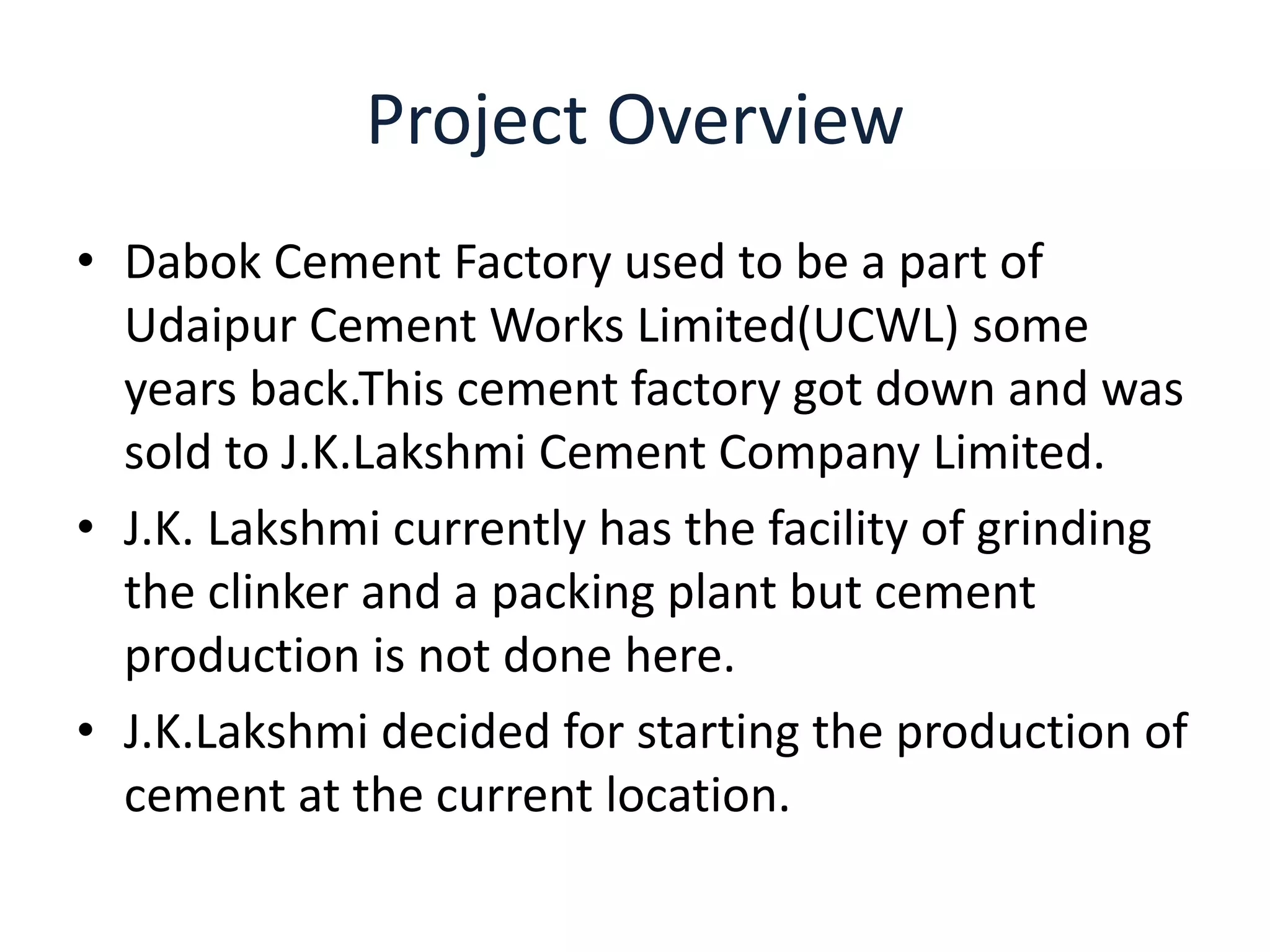 Cement Manufacturing Plant Construction | PPTX