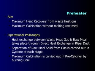 Preheater  <ul><li>Aim  </li></ul><ul><ul><li>Maximum Heat Recovery from waste heat gas </li></ul></ul><ul><ul><li>Maximum...