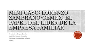Dirección de la Empresa Familiar
María Elisa Pámanes Hernández
Universidad Iberoamericana de Torreón
16/09/19
 