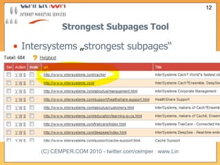 Strongest Subpages Tool Intersystems   „ strongest subpages“ 