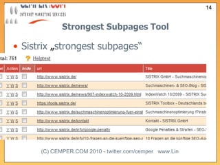 Strongest Subpages Tool Sistrix   „ strongest subpages“ 