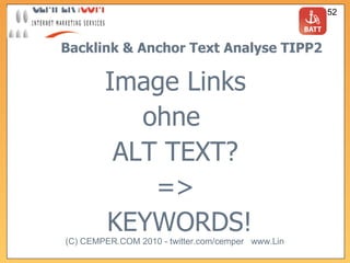 Backlink & Anchor Text Analyse TIPP2 Image Links ohne  ALT TEXT? => KEYWORDS! 
