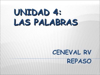 UNIDAD 4:
LAS PALABRAS
CENEVAL RV
REPASO

 