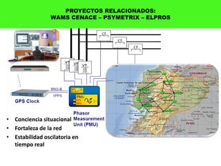 PROYECTOS RELACIONADOS:
                 WAMS CENACE – PSYMETRIX – ELPROS




• Conciencia situacional
• Fortaleza de la red
• Estabilidad oscilatoria en
  tiempo real
 