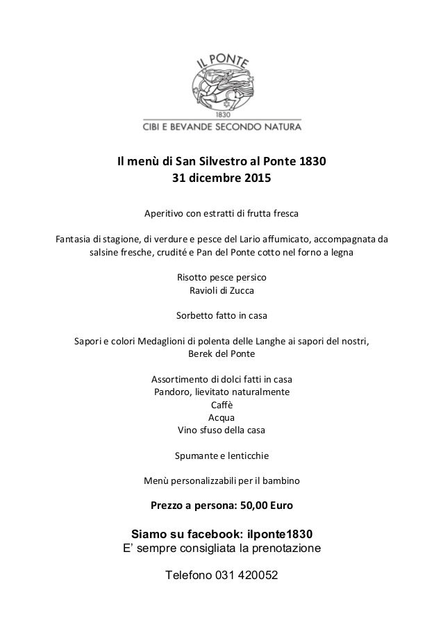 Cena Di San Silvestro Al Ponte 1830 31 Dicembre 2015
