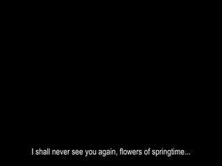 I shall never see you again, flowers of springtime...
 