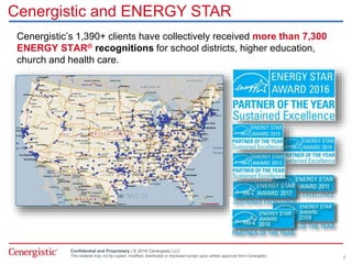 Confidential and Proprietary | © 2016 Cenergistic LLC
This material may not be copied, modified, distributed or disclosed except upon written approval from Cenergistic.
Cenergistic and ENERGY STAR
Cenergistic’s 1,390+ clients have collectively received more than 7,300
ENERGY STAR® recognitions for school districts, higher education,
church and health care.
5
 