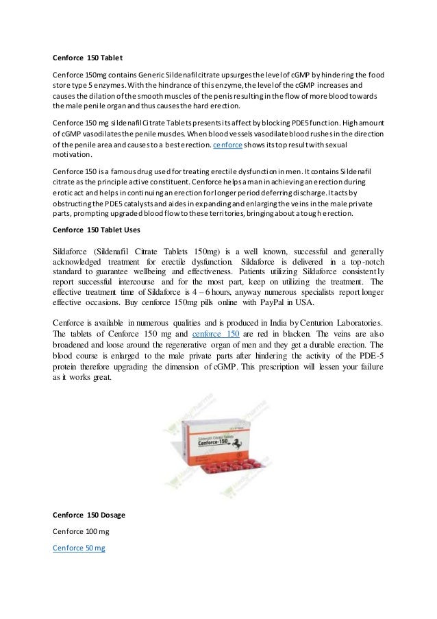 Sildenafil citrate tablets cenforce 150