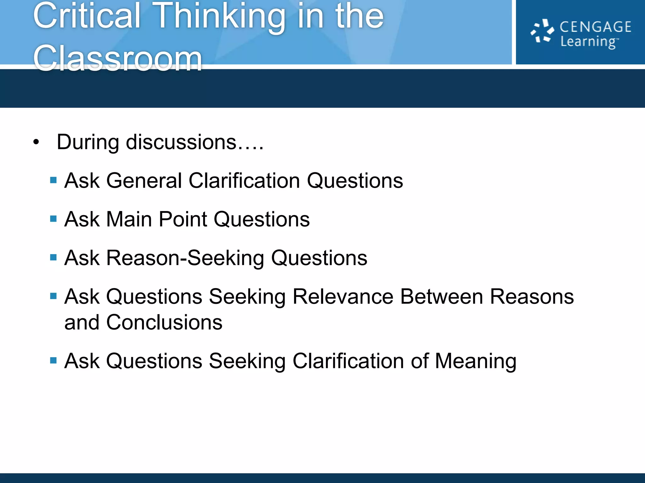 Cultivating Critical Thinking in History Classrooms - Cengage Learning ...