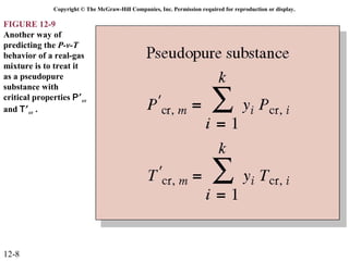 Copyright © The McGraw-Hill Companies, Inc. Permission required for reproduction or display.

FIGURE 12-9
Another way of
predicting the P-v-T
behavior of a real-gas
mixture is to treat it
as a pseudopure
substance with
critical properties P′ cr
and T′ cr .




12-8
 