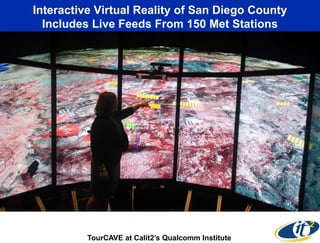 Interactive Virtual Reality of San Diego County
Includes Live Feeds From 150 Met Stations
TourCAVE at Calit2’s Qualcomm Institute
 