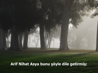 Arif Nihat Asya bunu şöyle dile getirmiş: 