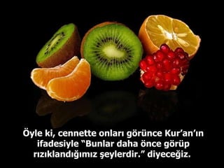Öyle ki, cennette onları görünce Kur’an’ın ifadesiyle “Bunlar daha önce görüp rızıklandığımız şeylerdir.” diyeceğiz.  