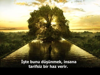 İşte bunu düşünmek, insana tarifsiz bir haz verir.  