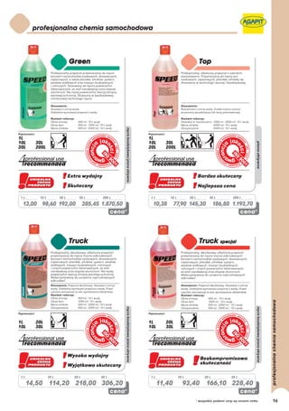 1L      10 L          20 L      30 L        200 L     1L       10 L          20 L       30 L           200 L

 13,00 98,60 192,00                 285,45 1.870,50    10,38       77,90 145,30             186,80 1.193,70




1L             10 L          20 L          30 L       1L              10 L           20 L             30 L

     14,50 114,20 218,00 306,20                            11,40         93,40        166,10 228,40

                                                                                * wszystkie podane ceny są cenami netto   16
 
