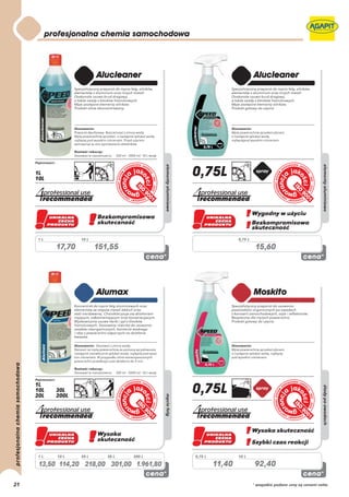 1L           10 L                                      0,75 L

          17,70          151,55                                       15,60




     1L   10 L    20 L      30 L   200 L   0,75 L           10 L

     13,50 114,20 218,00 301,00 1.961,80            11,40             92,40

21                                                                   * wszystkie podane ceny są cenami netto
 