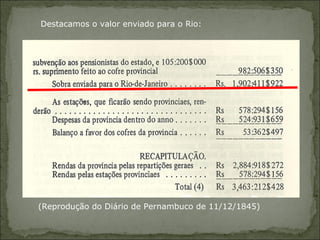 Destacamos o valor enviado para o Rio:




(Reprodução do Diário de Pernambuco de 11/12/1845)
 