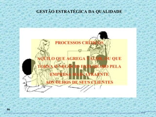 PROCESSOS CRÍTICOS AQUILO QUE AGREGA VALOR, OU QUE TORNA O NEGÓCIO EXPLORADO PELA EMPRESA MAIS ATRAENTE AOS OLHOS DE SEUS CLIENTES GESTÃO ESTRATÉGICA DA QUALIDADE 06 JPAF 