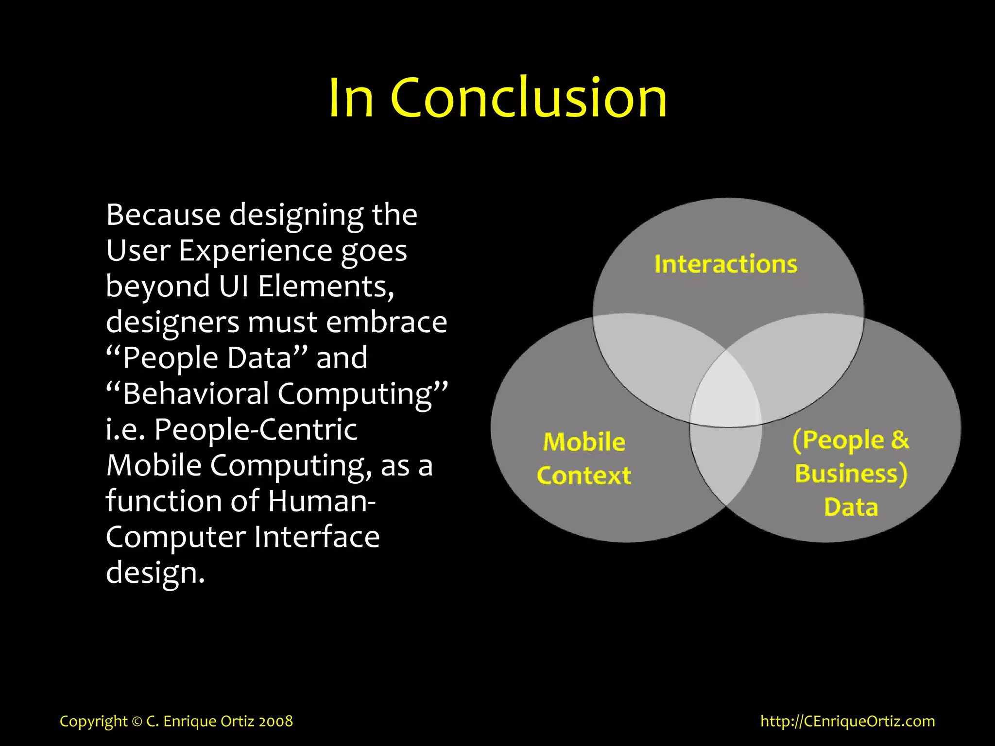 Mobility, Context, Interactions and Data