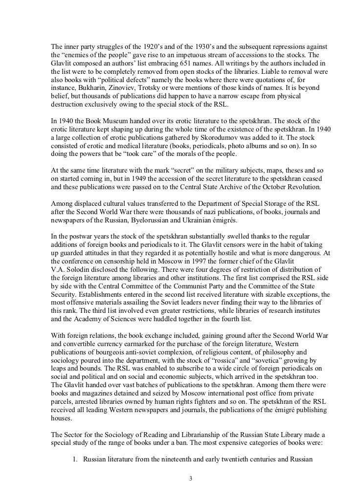 Censorship in the USSR and the Russian State Library Nadezhda Ryzhak