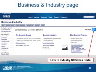 21 
Business & Industry page 
Link to Industry Statistics Portal  