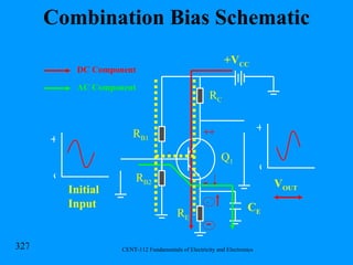 Combination Bias Schematic R B1 R C Q 1 +V CC + o V OUT R E ++ + + - - Initial Input + o C E DC Component AC Component R B2 