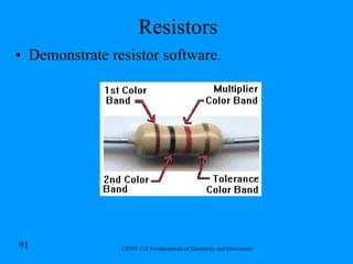 Resistors Demonstrate resistor software. 