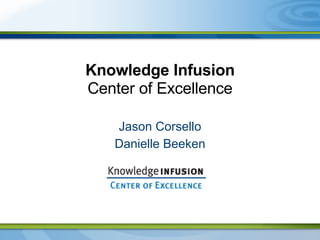 Knowledge Infusion Center of Excellence Jason Corsello Danielle Beeken 