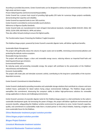 Center Enamel Provides Anaerobic Digester Tanks For Maldives Biogas ...