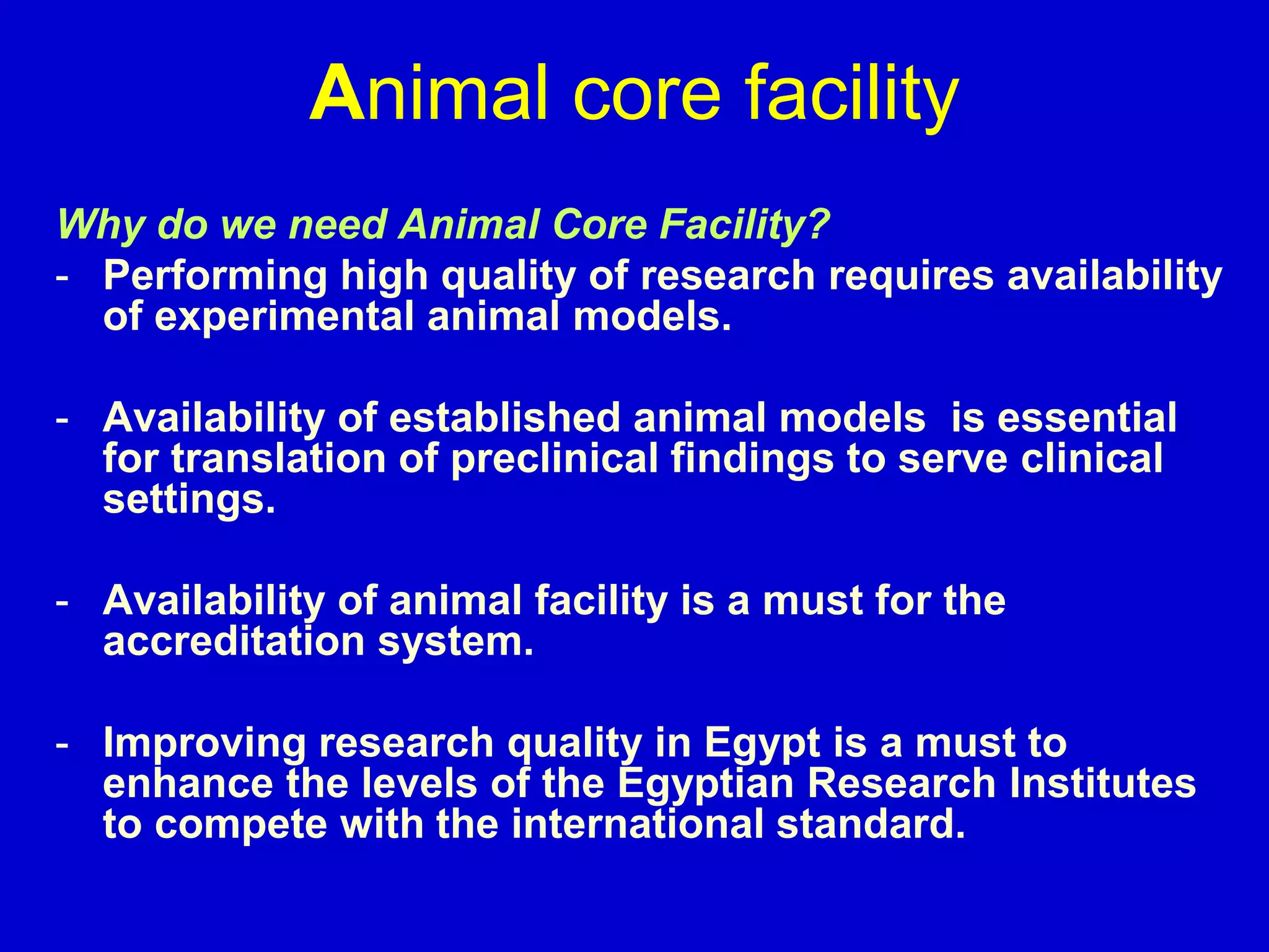 How to Establish Animal Core Facility (VIVARIUM) by Prof. Mohamed Labib ...