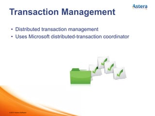 ©2014 Astera Software
•  Databases – All major OLTP and DW databases
•  Flat files – Fixed, delimited, name-value, hybrid
•  Hierarchical Data – XML, JSON, EDI, COBOL,
Custom
•  Visual data extraction – Text, PDF, Excel, PRN
•  Cloud applications – SFDC, MS Dynamics CRM,
QuickBooks
•  Services – REST and SOAP services
•  ERP coming soon
 