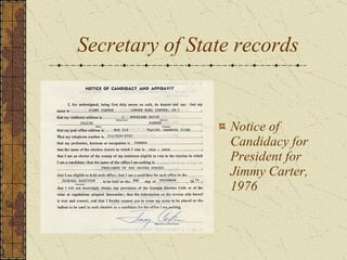 Secretary of State records Notice of Candidacy for President for Jimmy Carter, 1976 