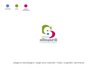 p/medicale     moda       grande
                       distribuzione




             categoria merceologica / target socio culturale / moda / originalità / pertinenza
 