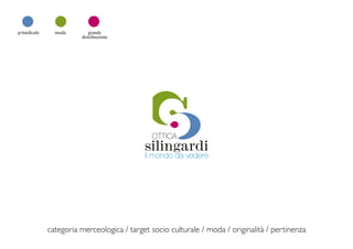 p/medicale     moda       grande
                       distribuzione




             categoria merceologica / target socio culturale / moda / originalità / pertinenza
 