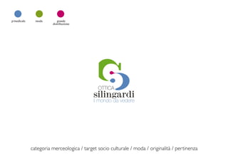 p/medicale     moda       grande
                       distribuzione




             categoria merceologica / target socio culturale / moda / originalità / pertinenza
 