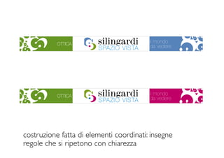 costruzione fatta di elementi coordinati: insegne
regole che si ripetono con chiarezza
 