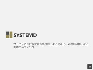SYSTEMD
`ӥԽQKӤˤٻIֻˤ
ӵĥ`ǥ
11
 