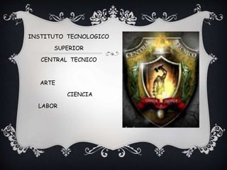 INSTITUTO TECNOLOGICO
SUPERIOR
CENTRAL TECNICO
ARTE
CIENCIA
LABOR
.
 