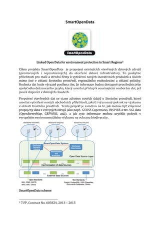 SmartOpenData

Linked Open Data for environment protection in Smart Regions3

Cílem projektu SmartOpenData je propojení existujících otevřených datových zdrojů
(prostorových i neprostorových) do otevřené datové infrastruktury. To poskytne
příležitosti pro malé a střední firmy k vytváření nových inovativních produktů a služeb
mimo jiné v oblasti životního prostředí, regionálního rozhodování a oblastí politiky.
Hodnota dat bude výrazně posílena tím, že informace budou dostupné prostřednictvím
společného dotazovacího jazyka, který umožní přístup k souvisejícím souborům dat, jež
jsou k dispozici v datových cloudech.
Propojení otevřených dat se stane zdrojem nových údajů o životním prostředí, které
umožní vytváření nových obchodních příležitostí, jakož i významný pokrok ve výzkumu
v oblasti životního prostředí. Tento projekt je zaměřen na to, jak mohou být vzájemně
propojeny data z veřejných zdrojů jako např. GEOSS Copernicus, INSPIRE a tzv. VGI data
(OpenStreetMap, GEPWIKI, atd.), a jak tyto informace mohou urychlit pokrok v
evropském environmentálním výzkumu na ochranu biodiverzity.

SmartOpenData scheme
3

7.FP, Contract No. 603824, 2013 – 2015

 