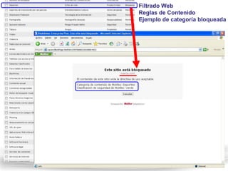 Filtrado Web
Reglas de Contenido
Ejemplo de categoría bloqueada
 
