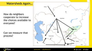 The image cannot be displayed. Your computer may not have enough memory to open the image, or the image may have been corrupted. Restart your computer, and then open the file again. If the red x still appears, you may have to delete the image and then insert it again.
/ 45 @jimcowie / @DynResearch
Watersheds Again…
How do neighbors
cooperate to increase
the choices available to
everyone?
Can we measure that
process?
 