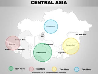 Sentral Asia Central asia editable continent map with countries | PPTX