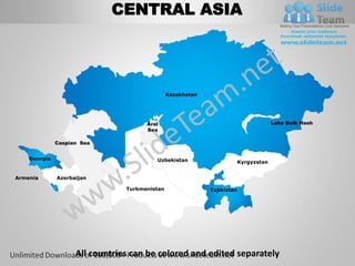 Sentral Asia Central asia powerpoint editable continent map with countries templates ...