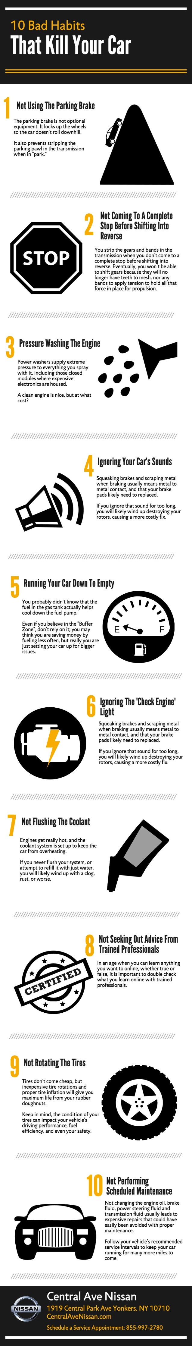 10 Bad Habits That Kill Your Car Infographic 