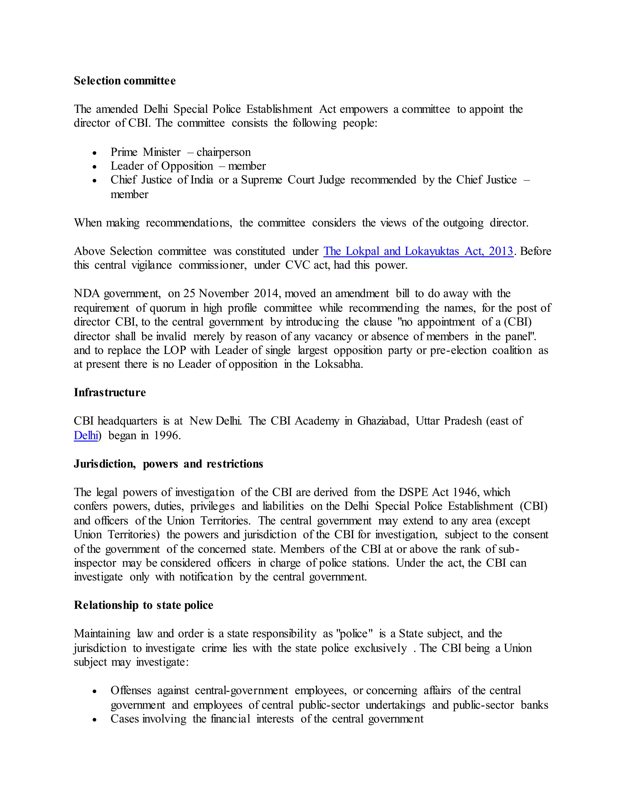 Central bureau of investigation | DOCX