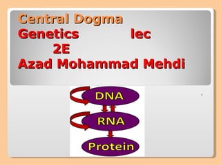 Central Dogma
Genetics      lec
    2E
Azad Mohammad Mehdi

                      ,
 
