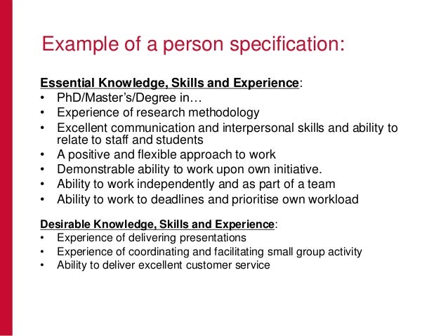 experience and skills for job application